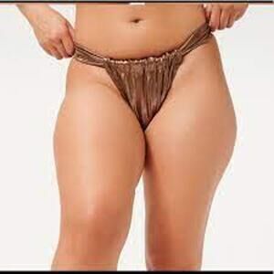 NEW! Good American Bikini Bottom Foil Ruched Mocha - 3